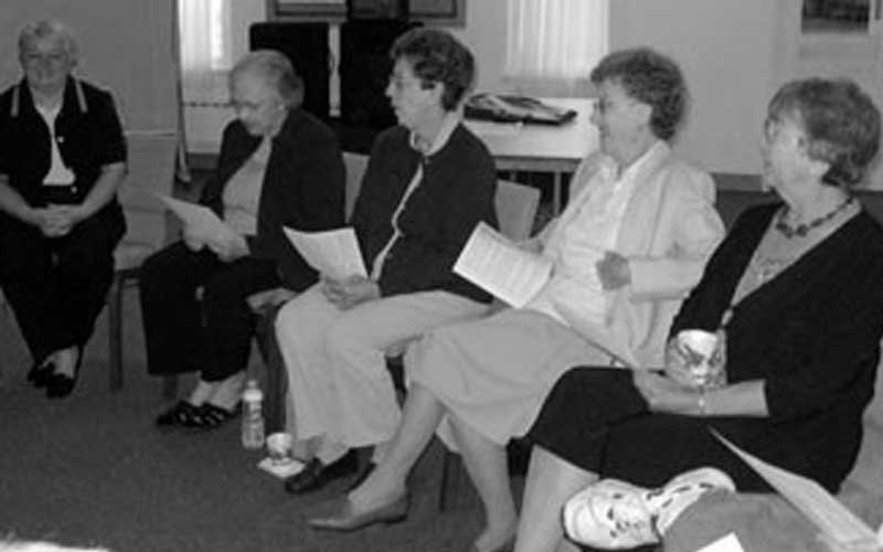 Ladies sitting in Good Shepherd Lutheran church during bible study.